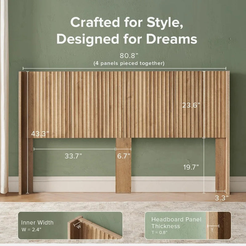 Brooklyn Wood Wall-Mount Headboard – 62.4" Modern Farmhouse-Bedroom-Krewe Home Interiors