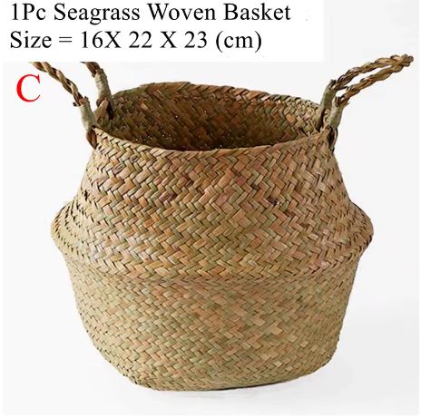 Seaweed Wicker Basket – Hanging Flower Pot & Storage Basket