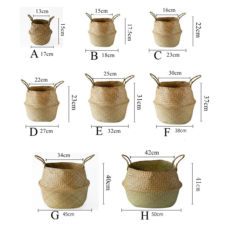 Eco-Friendly Seaweed Wicker Storage Basket-Home decor-Krewe Home Interiors