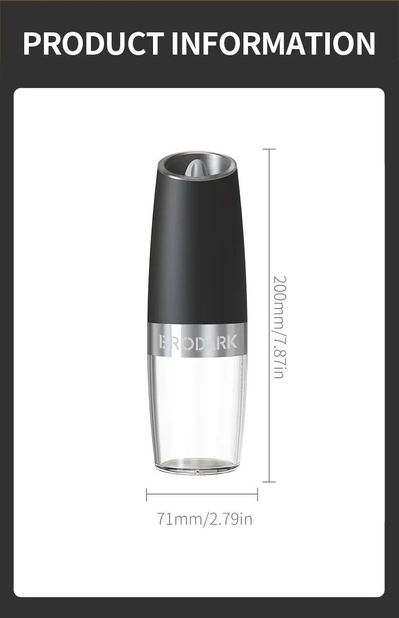 Gravity Electric Salt & Pepper Grinder Set – LED, One-Handed Operation-kitchen-Krewe Home Interiors