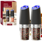 Gravity Electric Salt & Pepper Grinder Set – LED, One-Handed Operation-kitchen-Krewe Home Interiors