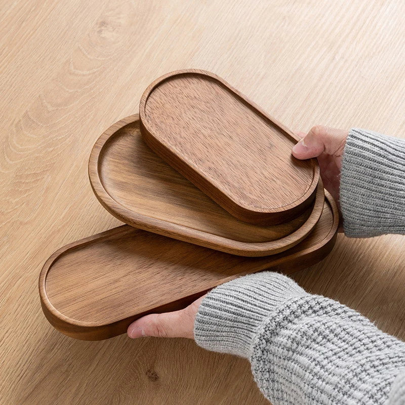 Japanese-Style Solid Wood Decor Tray-Krewe Home Interiors