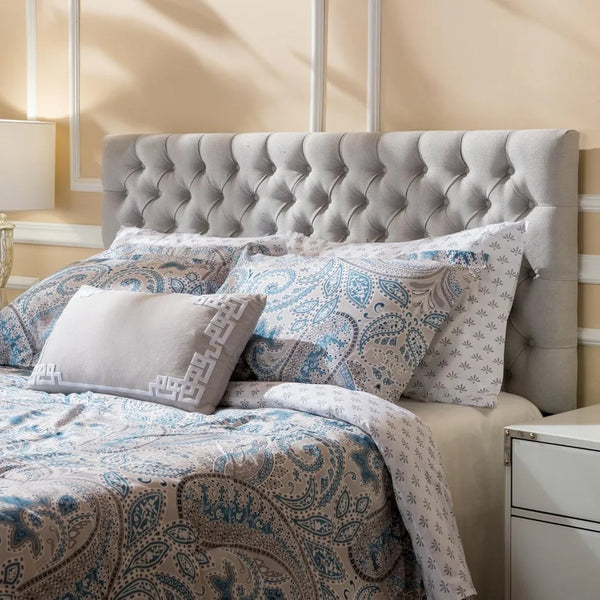 Jezebel Light Grey Fabric Headboard – Adjustable Queen/Full-Bedroom-Krewe Home Interiors