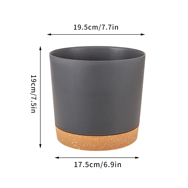 Large Modern Plastic Plant Pot with Drainage Tray-Home decor-Krewe Home Interiors