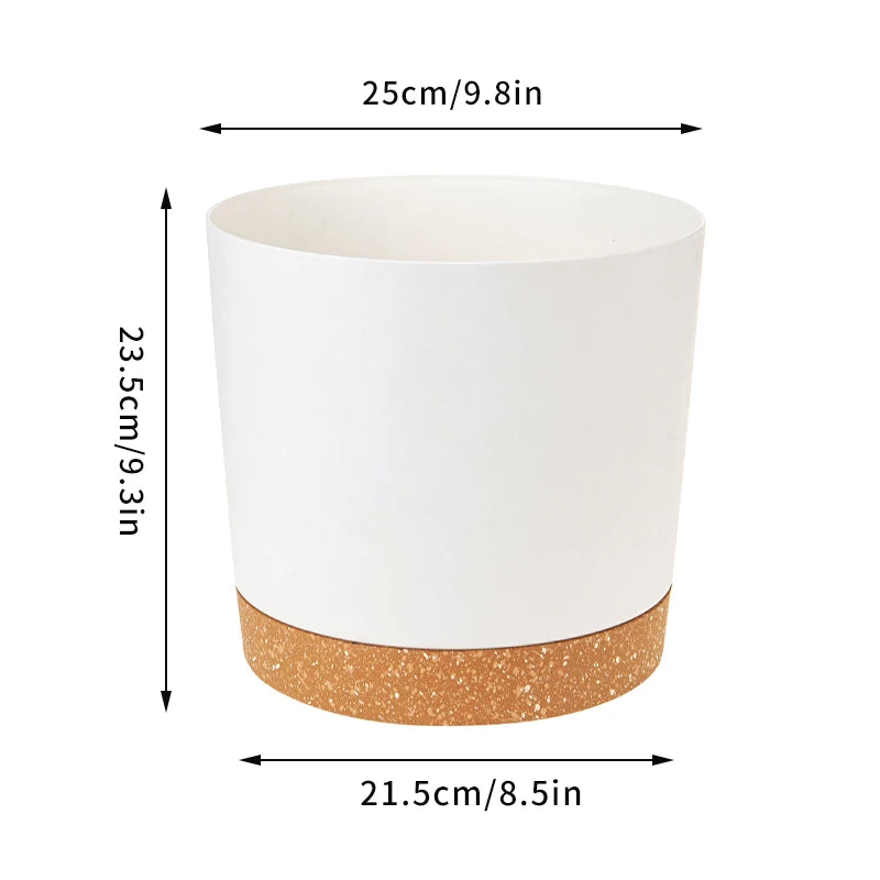 Large Modern Plastic Plant Pot with Drainage Tray-Home decor-Krewe Home Interiors