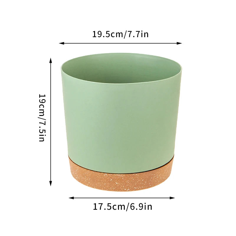 Large Modern Plastic Plant Pot with Drainage Tray-Home decor-Krewe Home Interiors