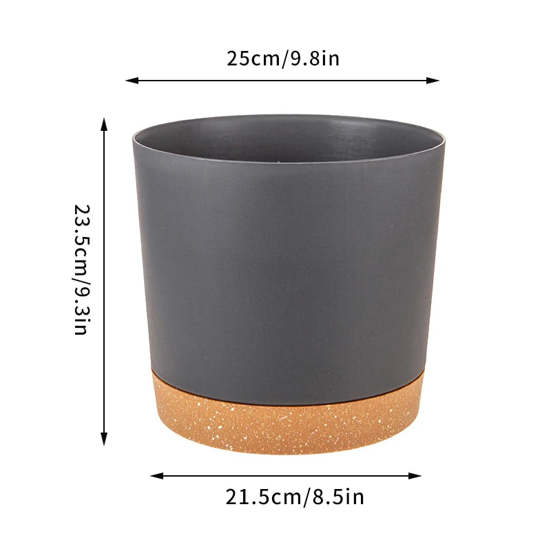 Large Modern Plastic Plant Pot with Drainage Tray-Home decor-Krewe Home Interiors