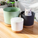 Large Modern Plastic Plant Pot with Drainage Tray-Home decor-Krewe Home Interiors