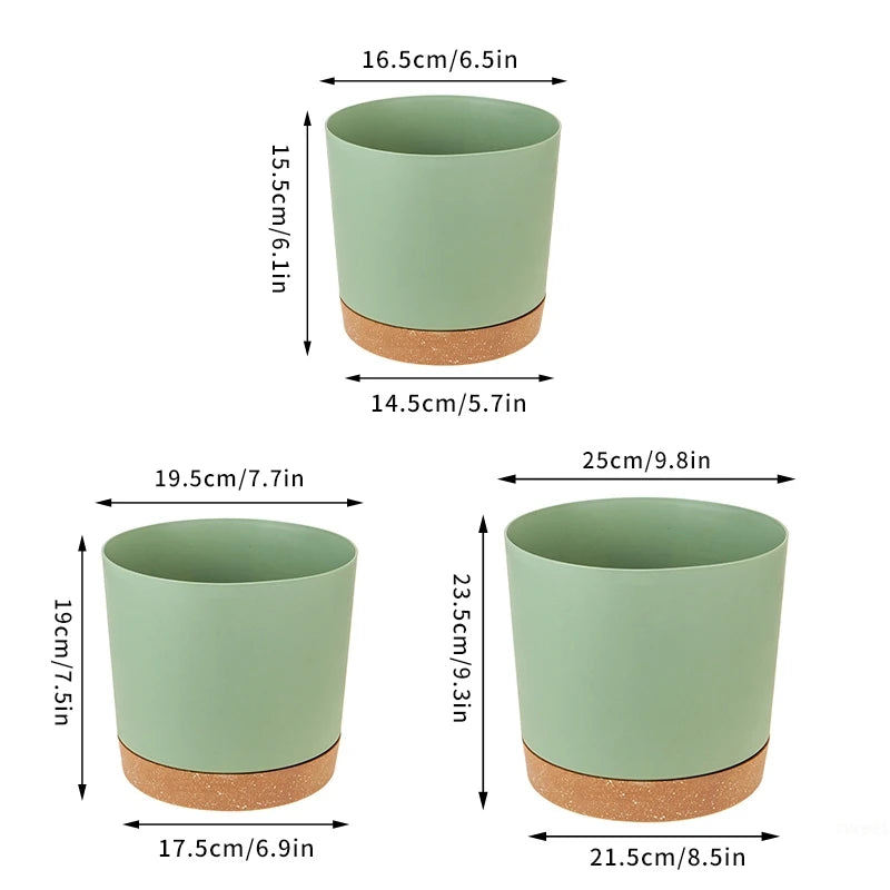 Large Modern Plastic Plant Pot with Drainage Tray-Home decor-Krewe Home Interiors