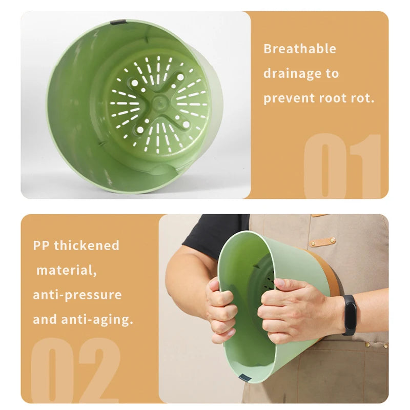 Large Modern Plastic Plant Pot with Drainage Tray-Home decor-Krewe Home Interiors