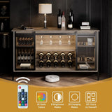 LED Industrial Wine Bar Cabinet – Sliding Barn Door Design-Furniture-Krewe Home Interiors