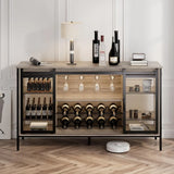LED Industrial Wine Bar Cabinet – Sliding Barn Door Design-Furniture-Krewe Home Interiors