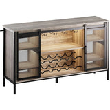 LED Industrial Wine Bar Cabinet – Sliding Barn Door Design-Furniture-Krewe Home Interiors