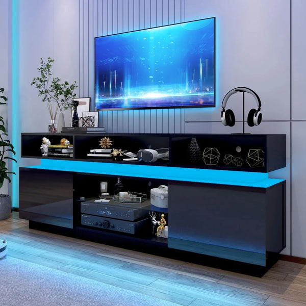 LED TV Stand with Storage & Power – Fits Up to 80” TVs-Furniture-Krewe Home Interiors