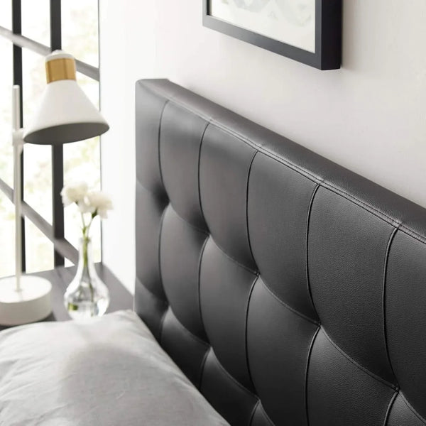 Lily Tufted Vegan Leather Queen Headboard – Adjustable Height-Bedroom-Krewe Home Interiors