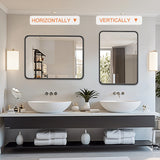 Matte Black Framed Bathroom Mirror, Tempered Glass, Modern Rectangular Design-bathroom-Krewe Home Interiors