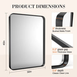 Matte Black Framed Bathroom Mirror, Tempered Glass, Modern Rectangular Design-bathroom-Krewe Home Interiors
