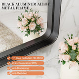 Matte Black Framed Bathroom Mirror, Tempered Glass, Modern Rectangular Design-bathroom-Krewe Home Interiors