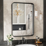 Matte Black Framed Bathroom Mirror, Tempered Glass, Modern Rectangular Design-bathroom-Krewe Home Interiors