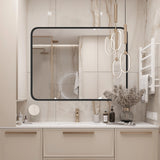 Matte Black Framed Bathroom Mirror, Tempered Glass, Modern Rectangular Design-bathroom-Krewe Home Interiors