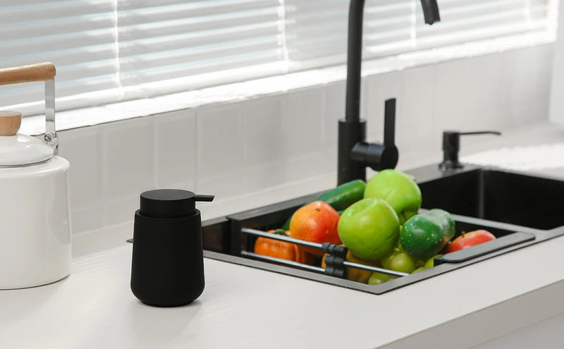 Matte Black Refillable Soap Dispenser – 11oz-bathroom-Krewe Home Interiors