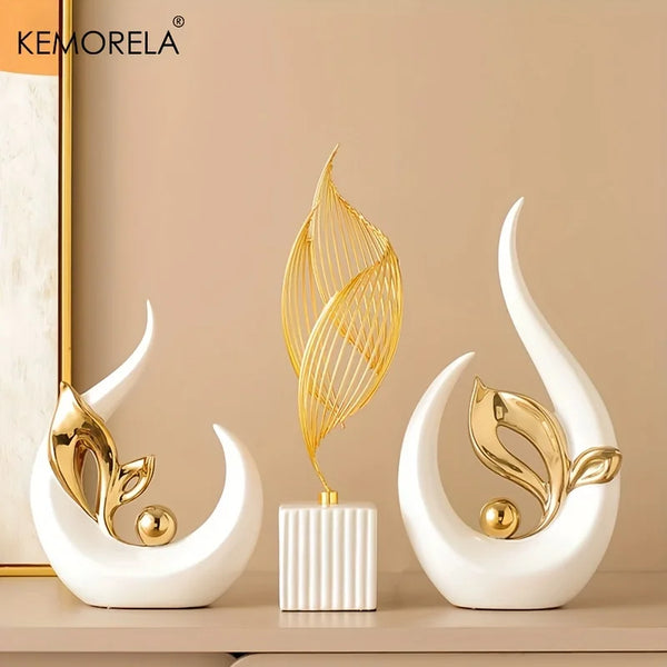 Nordic Ceramic Statue – Light Luxury Decorative Sculpture-Home decor-Krewe Home Interiors