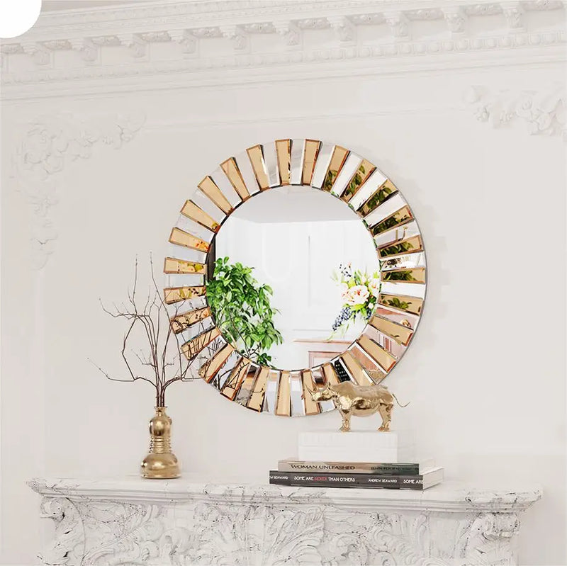Starburst Round Accent Mirror – Silver Venetian Wall Mirror-Home decor-Krewe Home Interiors