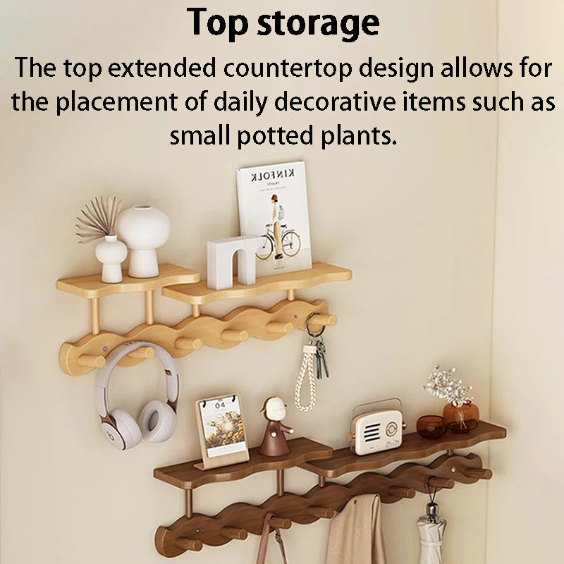 Wall-Mounted Bamboo Coat Rack with Hooks – Entryway Organizer-Home decor-Krewe Home Interiors