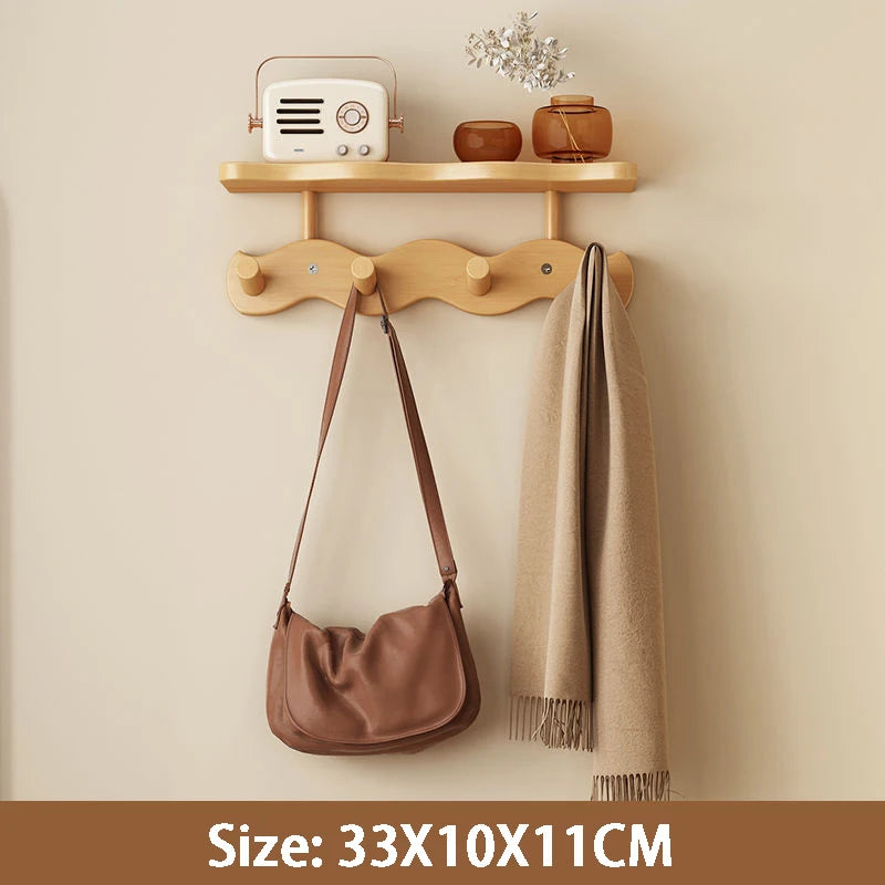 Wall-Mounted Bamboo Coat Rack with Hooks – Entryway Organizer-Home decor-Krewe Home Interiors