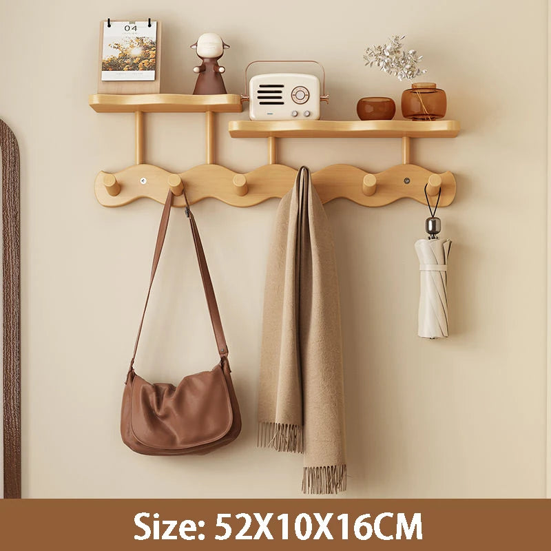 Wall-Mounted Bamboo Coat Rack with Hooks – Entryway Organizer-Home decor-Krewe Home Interiors